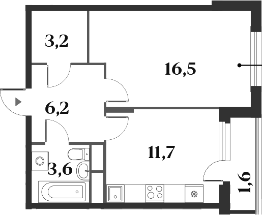Планировка — Миниполис 8 Кленов, 1-комн., 41 м²