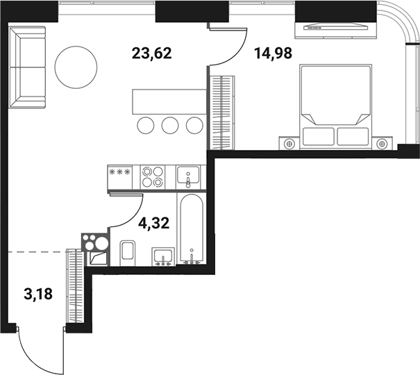 Планировка — Инноватор, 2-комн., 46 м²