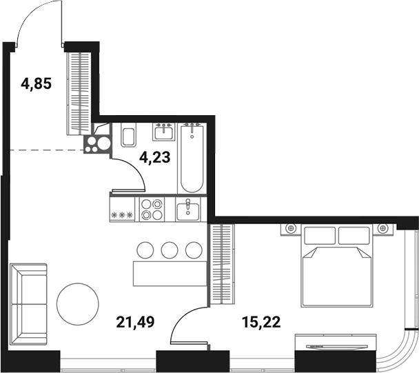 Планировка — Инноватор, 2-комн., 46 м²