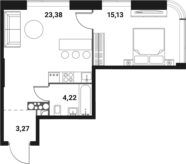 Планировка — Инноватор, 2-комн., 46 м²