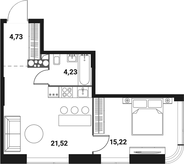 Планировка — Инноватор, 2-комн., 46 м²