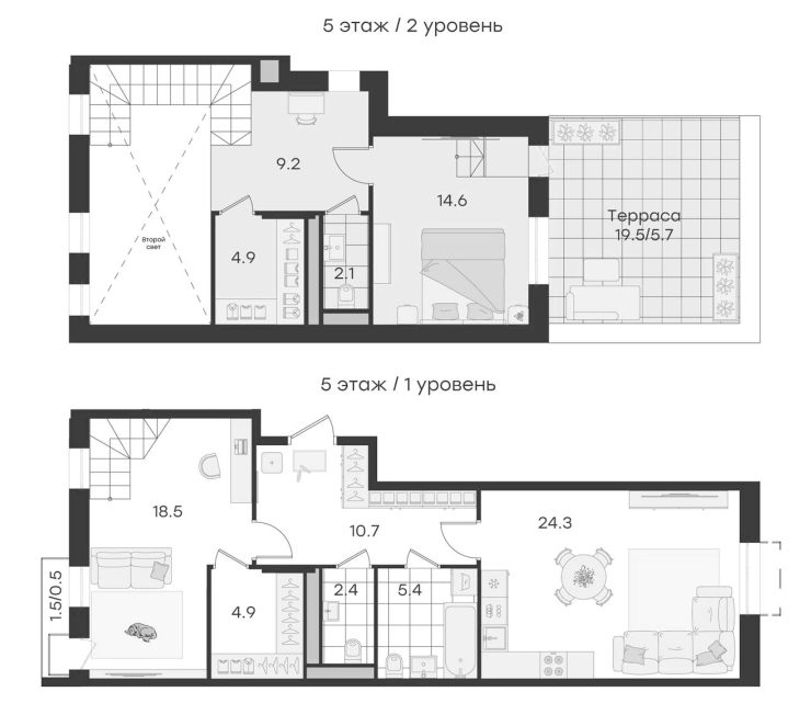 Планировка — Театральный, 3-комн., 97 м²
