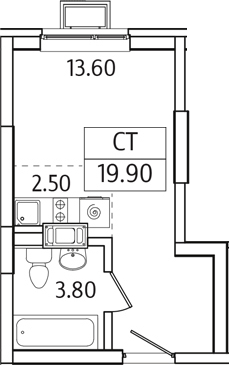 Планировка — Видный Берег 2.0, Студия, 20 м²