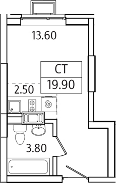 Планировка — Видный Берег 2.0, Студия, 20 м²