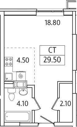 Планировка — Видный Берег 2.0, Студия, 30 м²