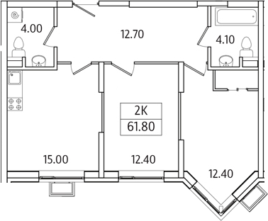 Планировка — Видный Берег 2.0, 2-комн., 62 м²