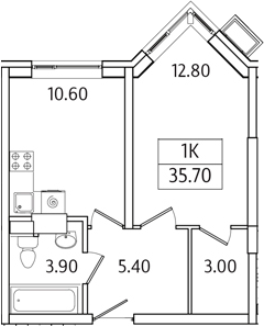 Планировка — Видный Берег 2.0, 1-комн., 36 м²
