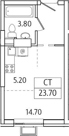 Планировка — Видный Берег 2.0, Студия, 24 м²