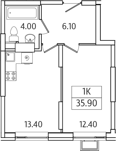 Планировка — Видный Берег 2.0, 1-комн., 36 м²