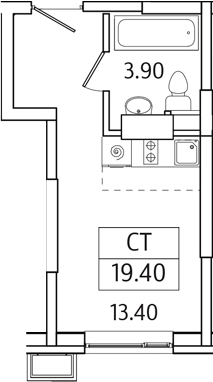 Планировка — Видный Берег 2.0, Студия, 19 м²