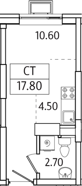 Планировка — Видный Берег 2.0, Студия, 18 м²