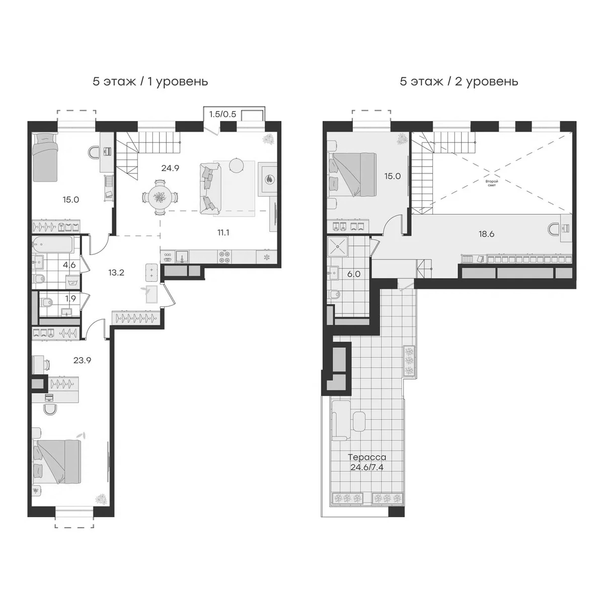 Планировка — Театральный, 4-комн., 134 м²