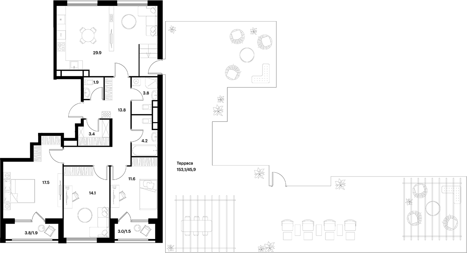 Планировка — ALIA, 4-комн., 100 м²