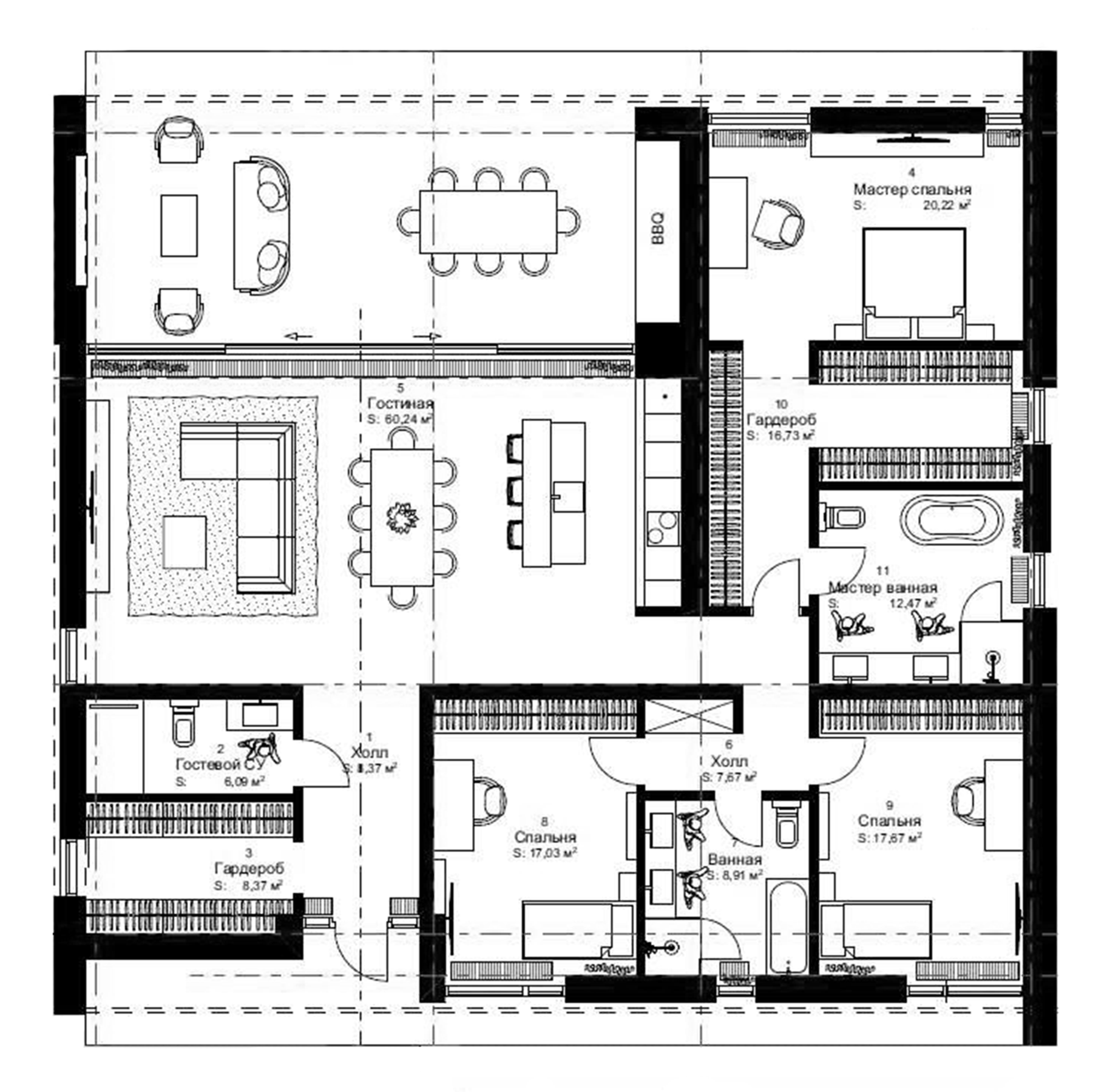 Планировка — Vision, 3-комн., 178 м²
