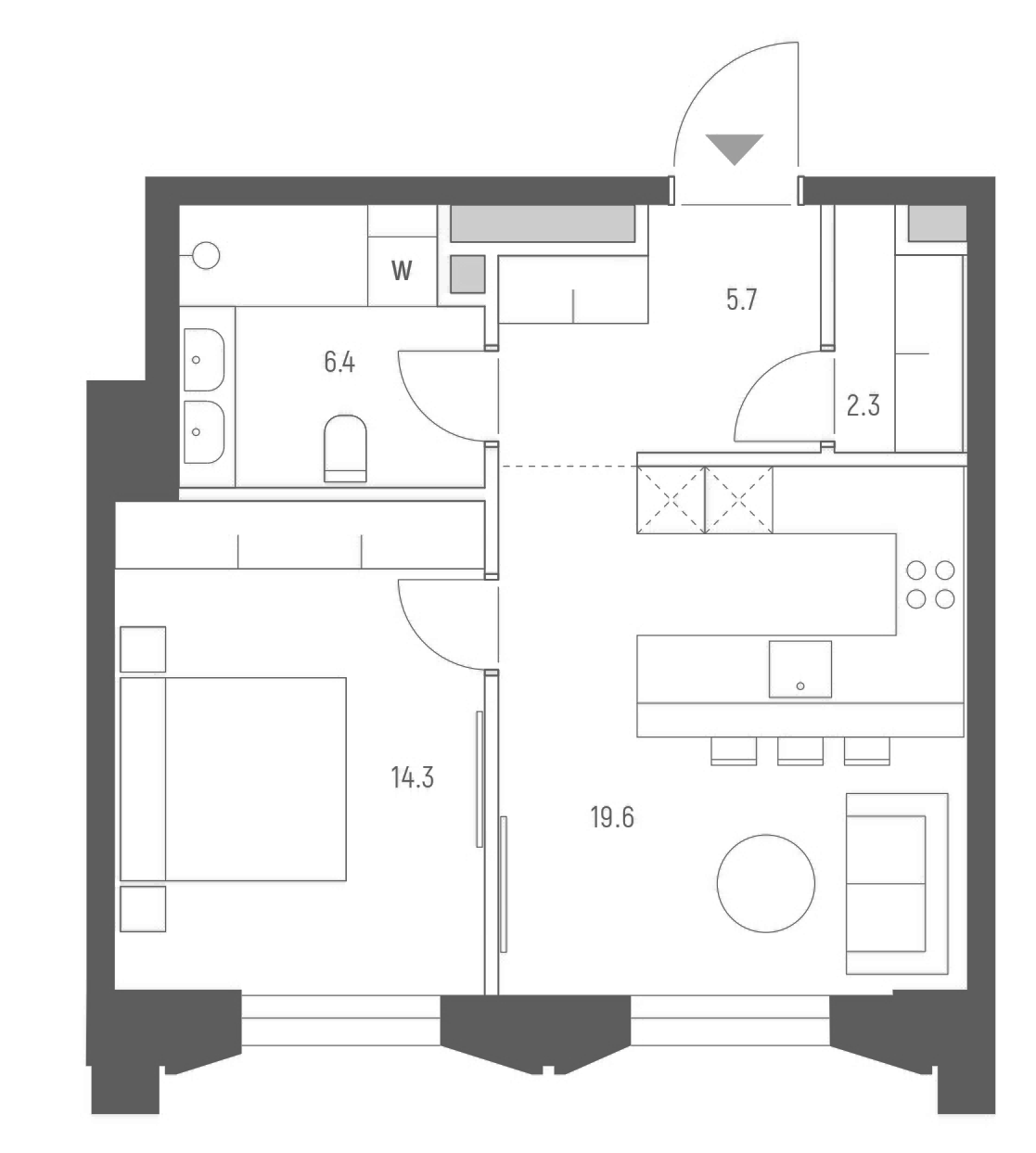 Планировка — Vesper Кутузовский, 2-комн., 48 м²