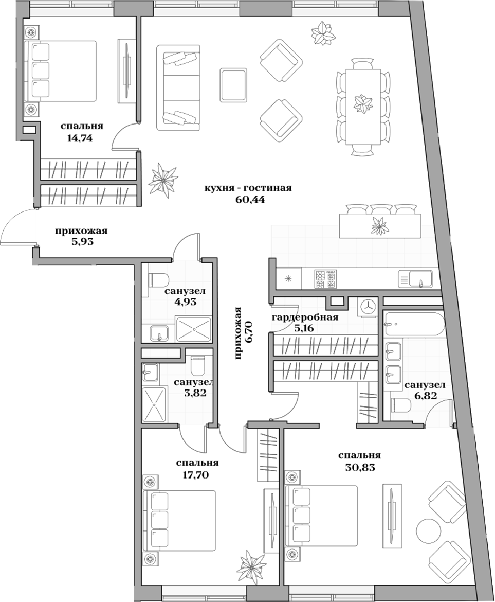 Планировка — Садовническая, 69, 4-комн., 157 м²