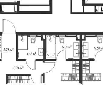 Планировка — Джойс, 3-комн., 60 м²