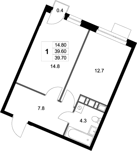 Планировка — Легенда Марусино, 1-комн., 40 м²