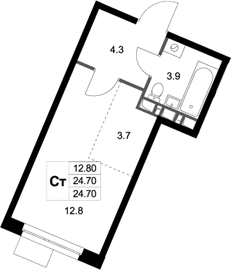 Планировка — Легенда Марусино, Студия, 25 м²
