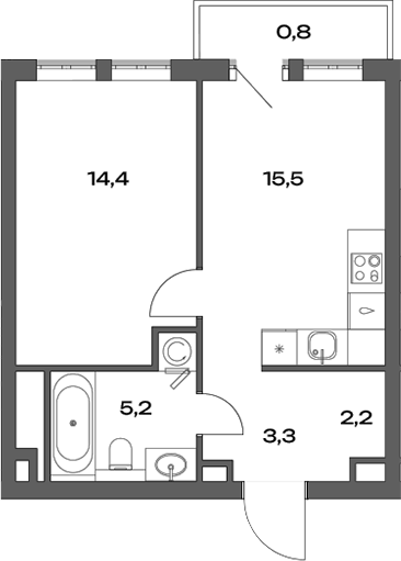 Планировка — Акценты, 2-комн., 41 м²