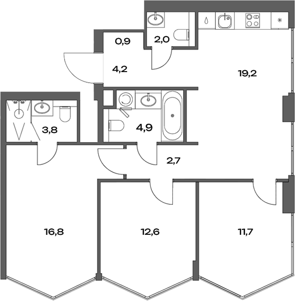 Планировка — Акценты, 4-комн., 79 м²