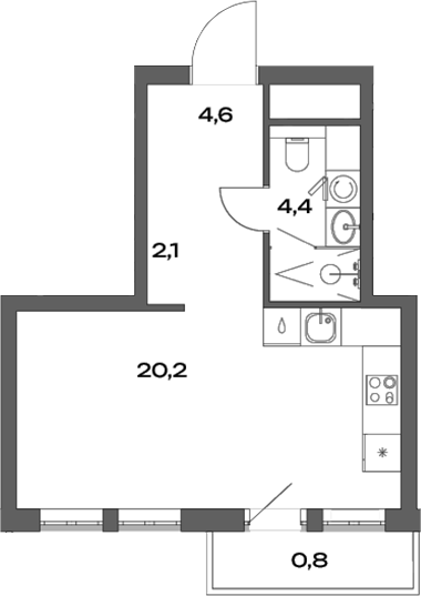 Планировка — Акценты, Студия, 31 м²