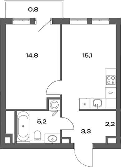 Планировка — Акценты, 2-комн., 41 м²