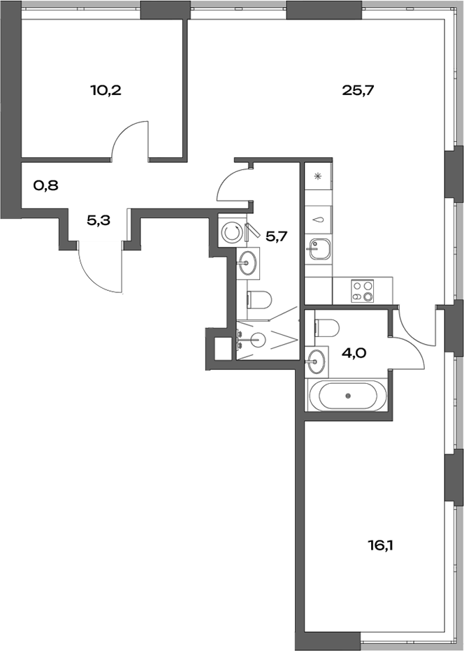 Планировка — Акценты, 3-комн., 68 м²