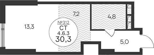 Планировка — Клубный квартал КРЫЛАТСКАЯ 33, Студия, 30 м²