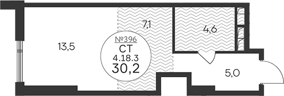 Планировка — Клубный квартал КРЫЛАТСКАЯ 33, Студия, 30 м²
