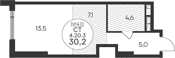 Планировка — Клубный квартал КРЫЛАТСКАЯ 33, Студия, 30 м²