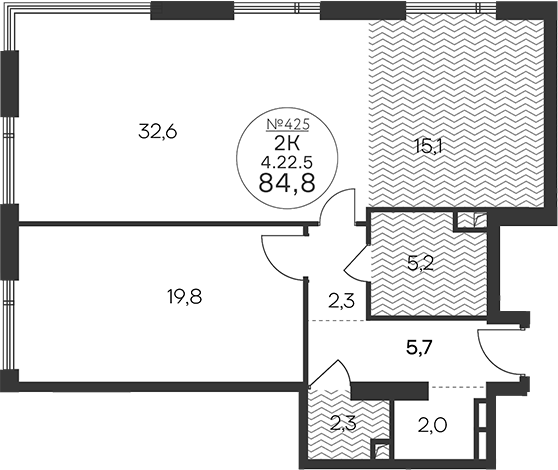 Планировка — Клубный квартал КРЫЛАТСКАЯ 33, 3-комн., 85 м²