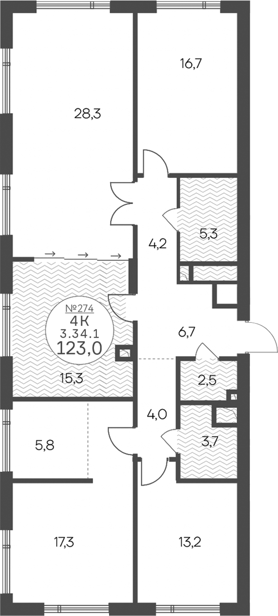Планировка — Клубный квартал КРЫЛАТСКАЯ 33, 4-комн., 123 м²