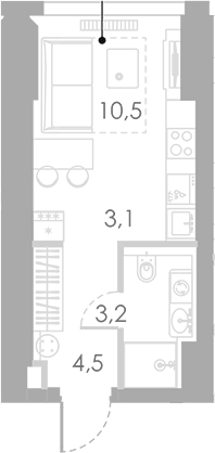 Планировка — Ривер Парк Кутузовский, Студия, 21 м²