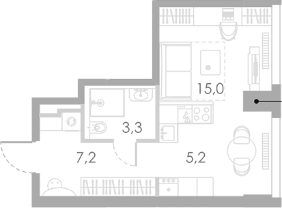 Планировка — Ривер Парк Кутузовский, Студия, 31 м²