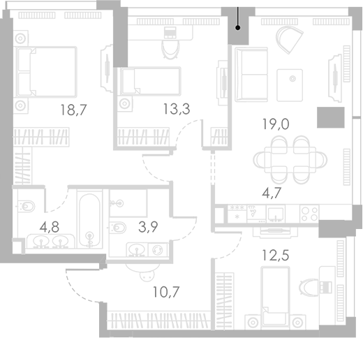 Планировка — Ривер Парк Кутузовский, 4-комн., 88 м²