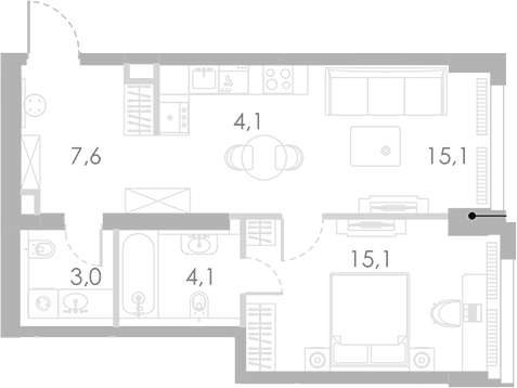 Планировка — Ривер Парк Кутузовский, 2-комн., 49 м²