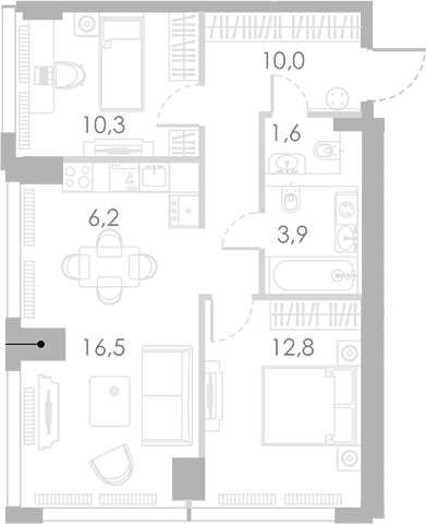 Планировка — Ривер Парк Кутузовский, 3-комн., 61 м²