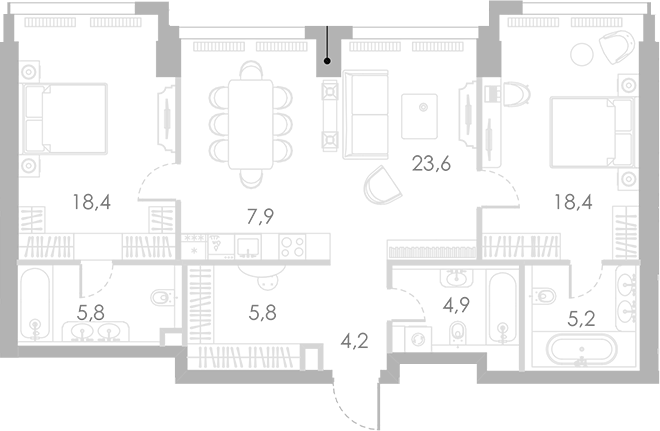 Планировка — Ривер Парк Кутузовский, 3-комн., 94 м²