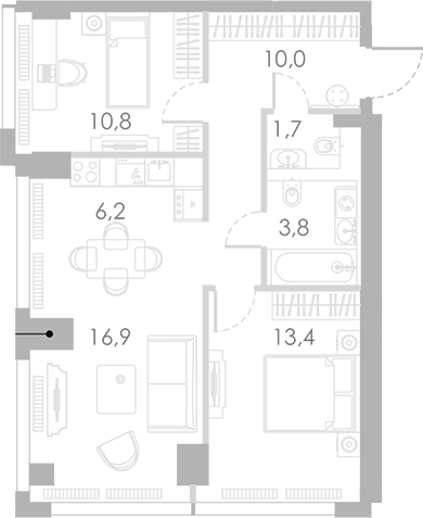 Планировка — Ривер Парк Кутузовский, 3-комн., 63 м²