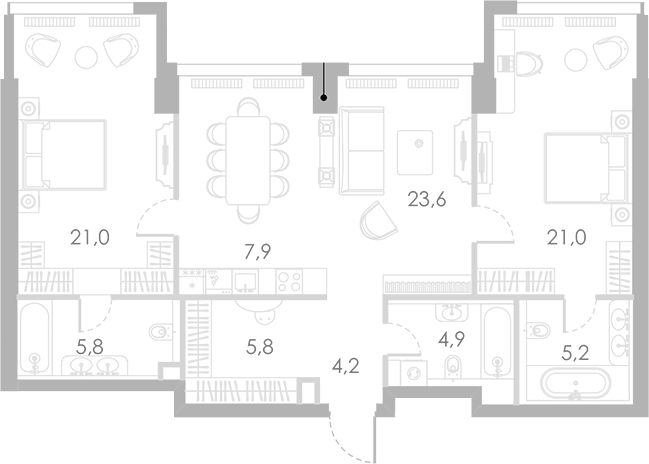 Планировка — Ривер Парк Кутузовский, 3-комн., 99 м²