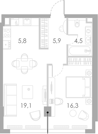 Планировка — Ривер Парк Кутузовский, 2-комн., 52 м²