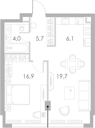 Планировка — Ривер Парк Кутузовский, 2-комн., 52 м²