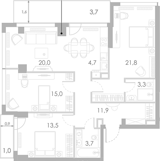 Планировка — Ривер Парк Кутузовский, 4-комн., 94 м²