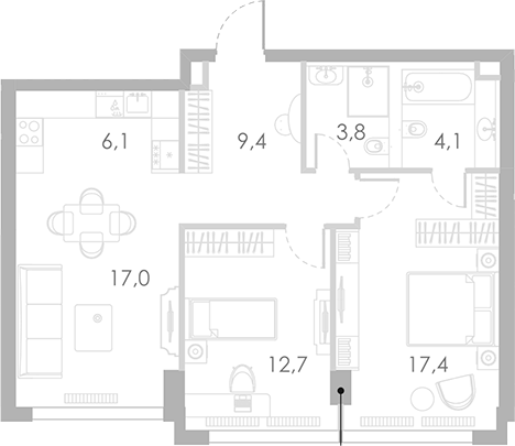 Планировка — Ривер Парк Кутузовский, 3-комн., 71 м²