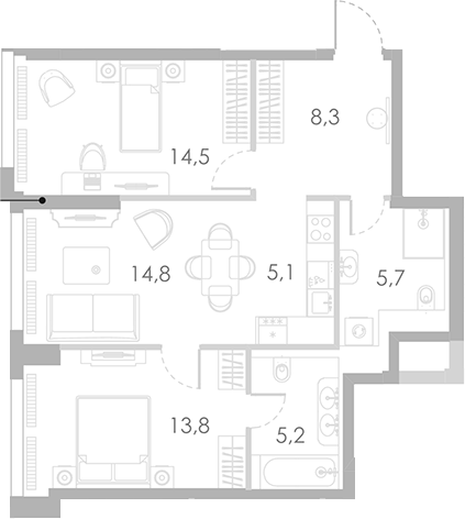 Планировка — Ривер Парк Кутузовский, 3-комн., 67 м²