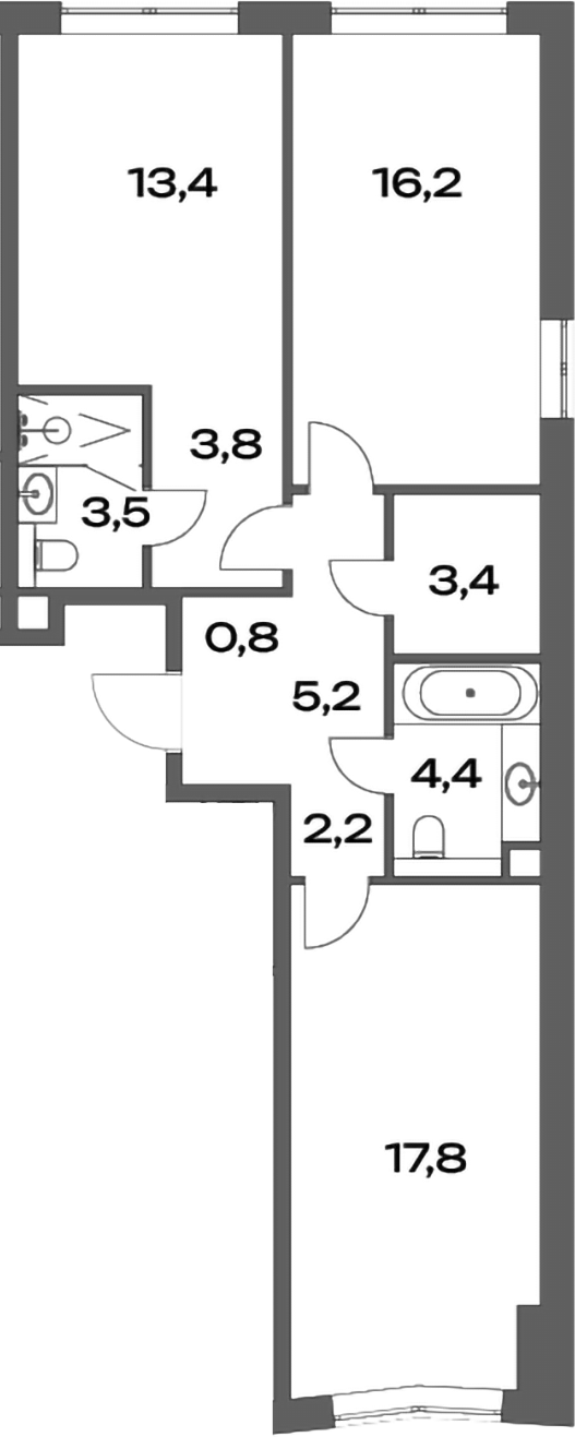Планировка — Акценты, 3-комн., 71 м²