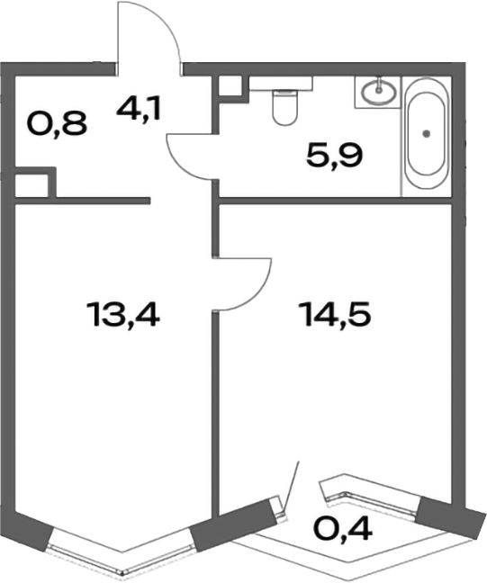 Планировка — Акценты, 1-комн., 39 м²