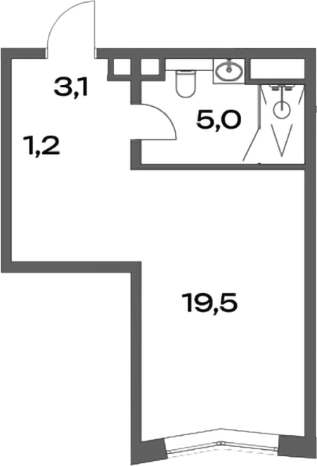 Планировка — Акценты, Студия, 29 м²