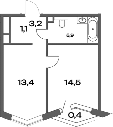Планировка — Акценты, 1-комн., 38 м²
